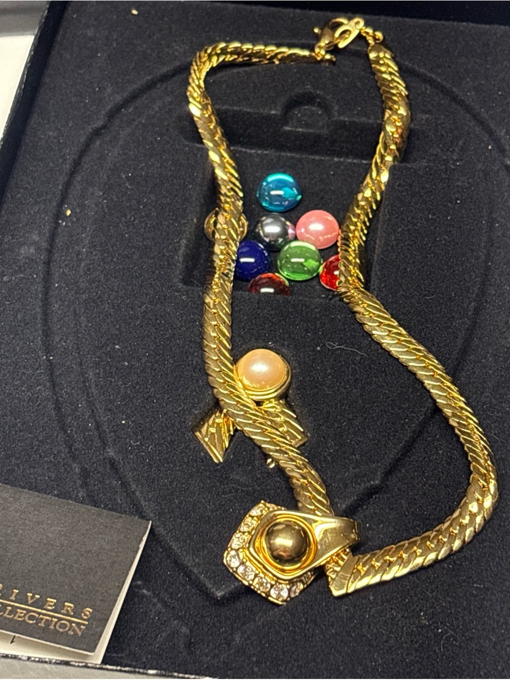 Joan Rivers Gold-Tone Convertible Necklace with Multicolor Cabochons - Picture 4 of 5